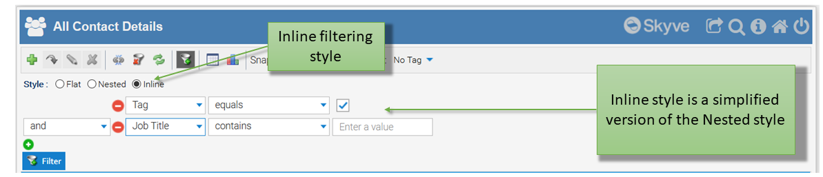 Inline Style Advanced Filter