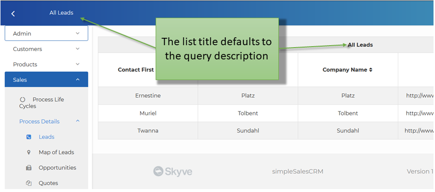 Query based list